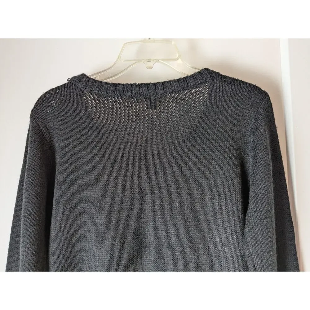 L.E.I. Vtg. Y2K Large Jr. High Low Sweater Black Hot Pink LOVE Preppy Spellout